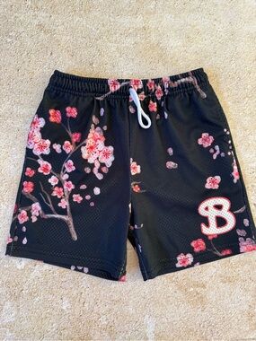 🌸 Bucketsquad BKTSQD Cherry Blossoms Mesh Basketball Shorts YXL 🌸
